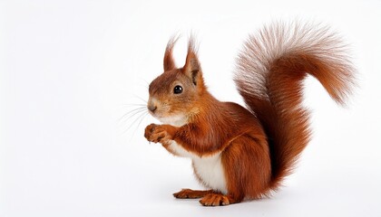 red squirrel on white background