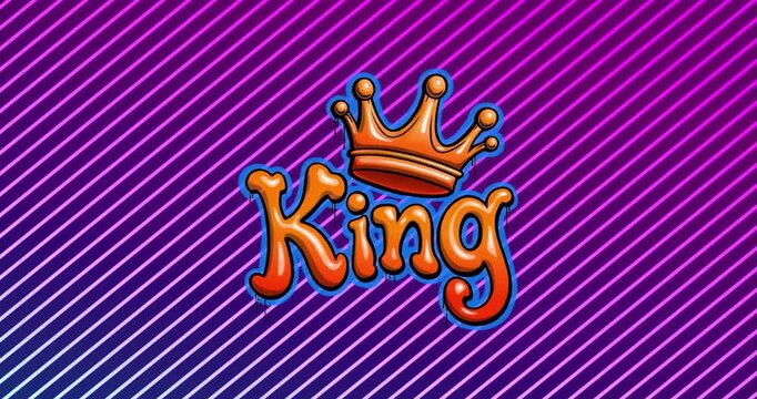 Stripes appearing shifting to pink-purple causing orange 3D King logo fading and locking into place