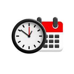 Clock and Calendar icon illustration.  Shows time and date reminders.  Planning schedule.