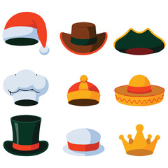 Vintage police sheriff traditional russian kokoshnik hats isolated vector illustration on white background