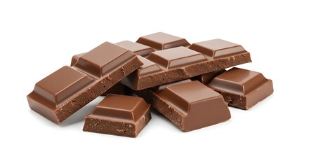 pieces of chocolate bar on a white background