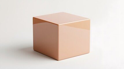 Obraz premium Peach Glossy Cube Minimalist Product Display Stand