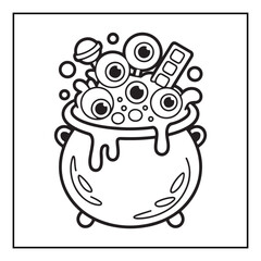 Bold and easy halloween coloring pages, vectors, illustration, line art, black & white deasgns, halloween coloring book, halloween coloring pages, halloween elements