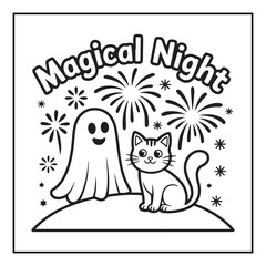 Bold and easy halloween coloring pages, vectors, illustration, line art, black & white deasgns, halloween coloring book, halloween coloring pages, halloween elements