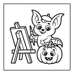 Bold and easy halloween coloring pages, vectors, illustration, line art, black & white deasgns, halloween coloring book, halloween coloring pages, halloween elements