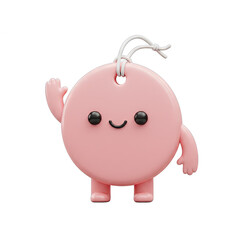 A cheerful, cartoonish, pink character with simple features stands out against a black backdrop, highlighting its friendly design.