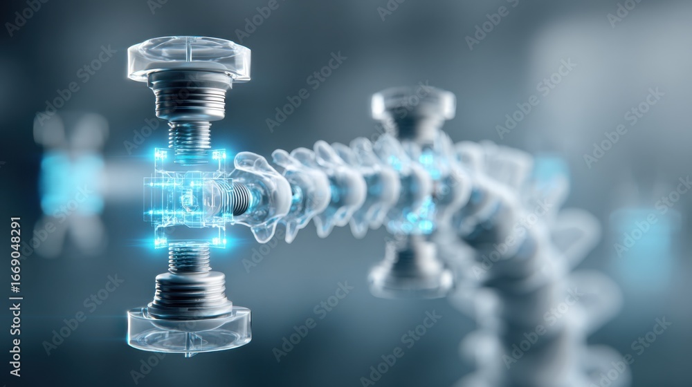 Aufkleber detailed medium shot capturing the realistic digital spine model with advanced implant device alignm