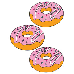 Donut vector set plate box clipart sweet food isolated vector illustration on white background