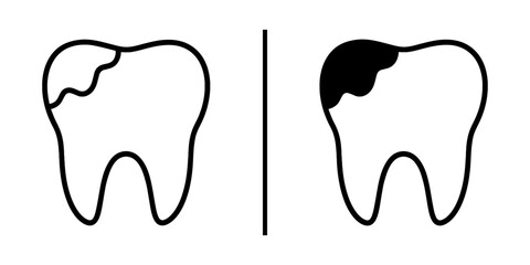 Dental Health and Decay: A close-up illustration contrasts a healthy tooth with one afflicted by decay, emphasizing the importance of dental hygiene and care. 