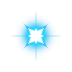 Glowing blue star in a circle with transparent background
