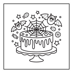 Bold and easy cute halloween coloring pages, vectors, illustration, line art, black & white deasgns, halloween coloring book, halloween coloring pages, halloween elements