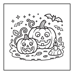 Bold and easy cute halloween coloring pages, vectors, illustration, line art, black & white deasgns, halloween coloring book, halloween coloring pages, halloween elements