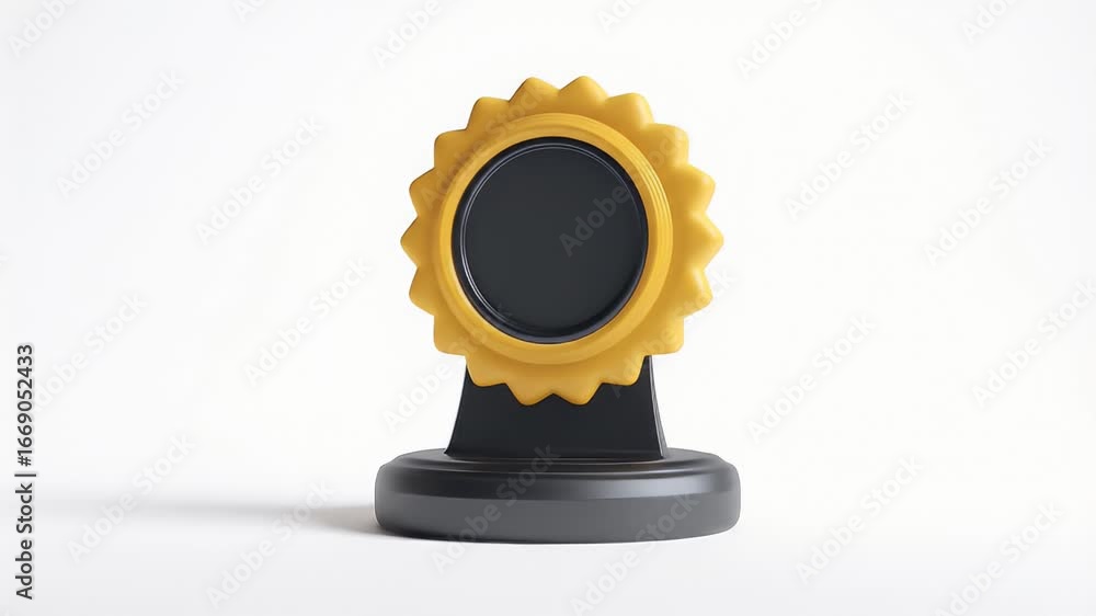 Poster dynamic gear: abstract 3d animation of rotating cogwheel on stand
