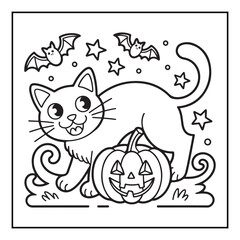 Bold and easy cute halloween coloring pages, vectors, illustration, line art, black & white deasgns, halloween coloring book, halloween coloring pages, halloween elements