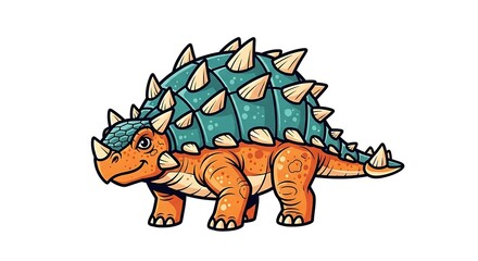 Fototapeta premium A vibrant illustration of an Ankylosaurus, capturing its prehistoric essence. 