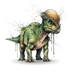 Fototapeta premium A unique illustration of a stylized dinosaur with artistic splashes. 