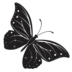 Butterfly wings glowing with starlight silhouette