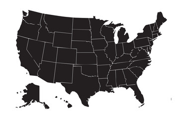 vector outline map of usa including alaska hawaii in corner high contrast simple state boundaries © AIcon Star