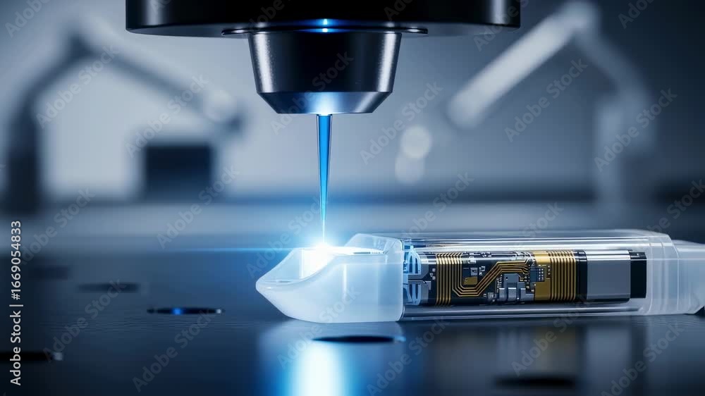 Poster precision laser welding of implantable biosensor circuitry enclosed in biocompatible cases emphasizi