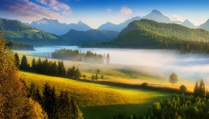 mist shrouded landscape painting