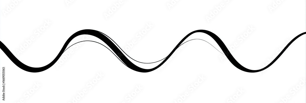 Aufkleber Abstract image of two undulating black lines on a white background, creating a wave-like pattern across the horizontal axis