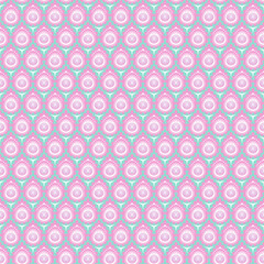 A seamless geometric pattern in soft pastel pink, purple, and blue tones. Perfect for textiles, wallpapers, wrapping paper, and feminine digital design projects.