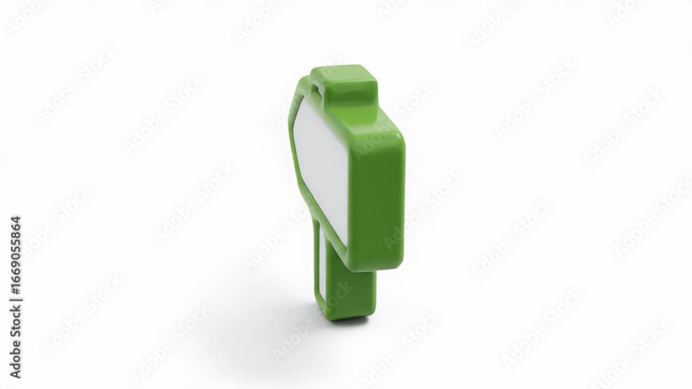 Poster dynamic green 3d arrow: rotating animation loop for motion graphics