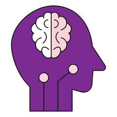 Digital Brain Robot Mind Computing Vector Icon