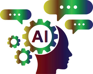 Creative vector illustration of artificial intelligence, machine learning, and human thought processes in business