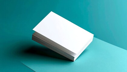 Blank Business Cards Mockup Teal.