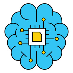 Cognitive Cybernetic Brain Intelligence Technology Vector Icon
