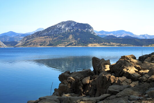 Pe&ntilde;a Cueto Cabr&oacute;n Reflected in the Porma Reservoir