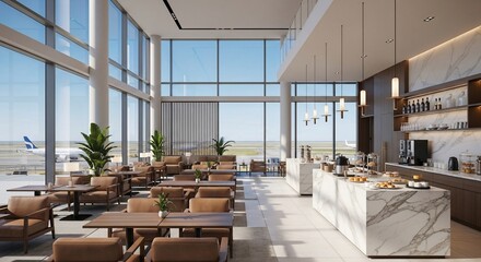 zoom background modern luxury airport lounge interior design with airfield view