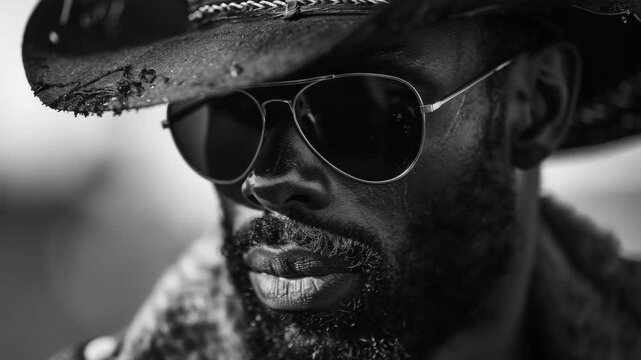 A man wearing a hat and sunglasses, exuding confidence.