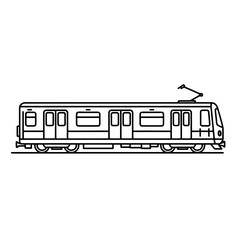 Vector icon of a train side view in black and white design  