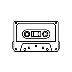 Obraz premium Vintage Cassette Tape Icon in Simple Line Art Style 