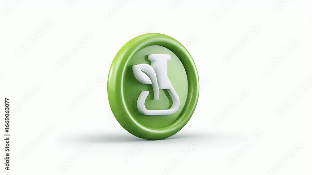 Poster dynamic green cylinder: 3d rotating animation loop