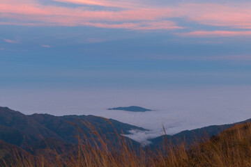 Panoramic view from the summit of Pu&ntilde;ay Hill at sunrise in the province of Chimborazo, Ecuador