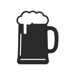 Foamy beer mug icon in black and white vector style