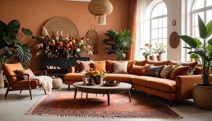 Bohemian Living Room Interior Design.