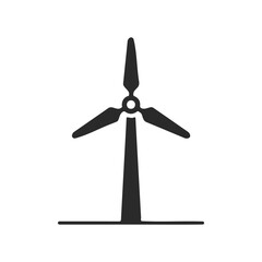 Minimalist wind turbine icon on white background for renewable energy concept
