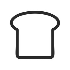 Minimalist black and white bread slice icon design for food applications