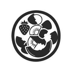 Obraz premium Monochrome fruit medley with strawberry and kiwi in circular arrangement