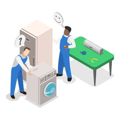 3D Isometric Flat Vector Illustration of Repair Services, Maintenance Workers. Item 2
