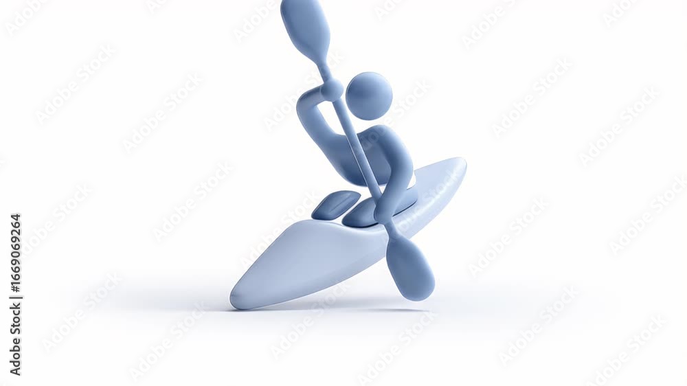 Poster dynamic kayaking: abstract 3d animation of a kayaker paddling