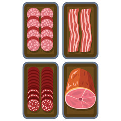 Fresh meat deli container icon supermarket isolated vector illustration on white background