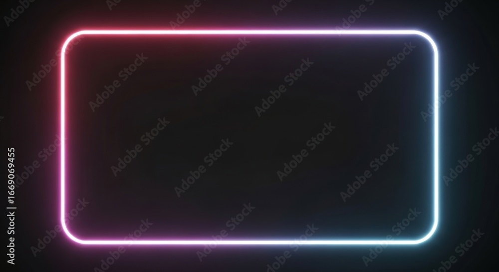 Poster abstract glowing frame with soft rounded edges and gradient colors over a black background