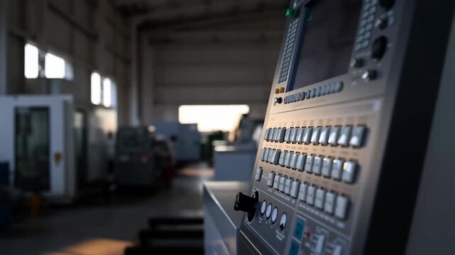 Control panel of a cnc machine in a modern factory