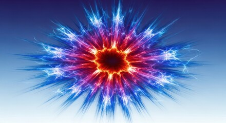 Obraz premium Abstract fractal energy discharge with vibrant colors and dynamic lightning streaks radiating from