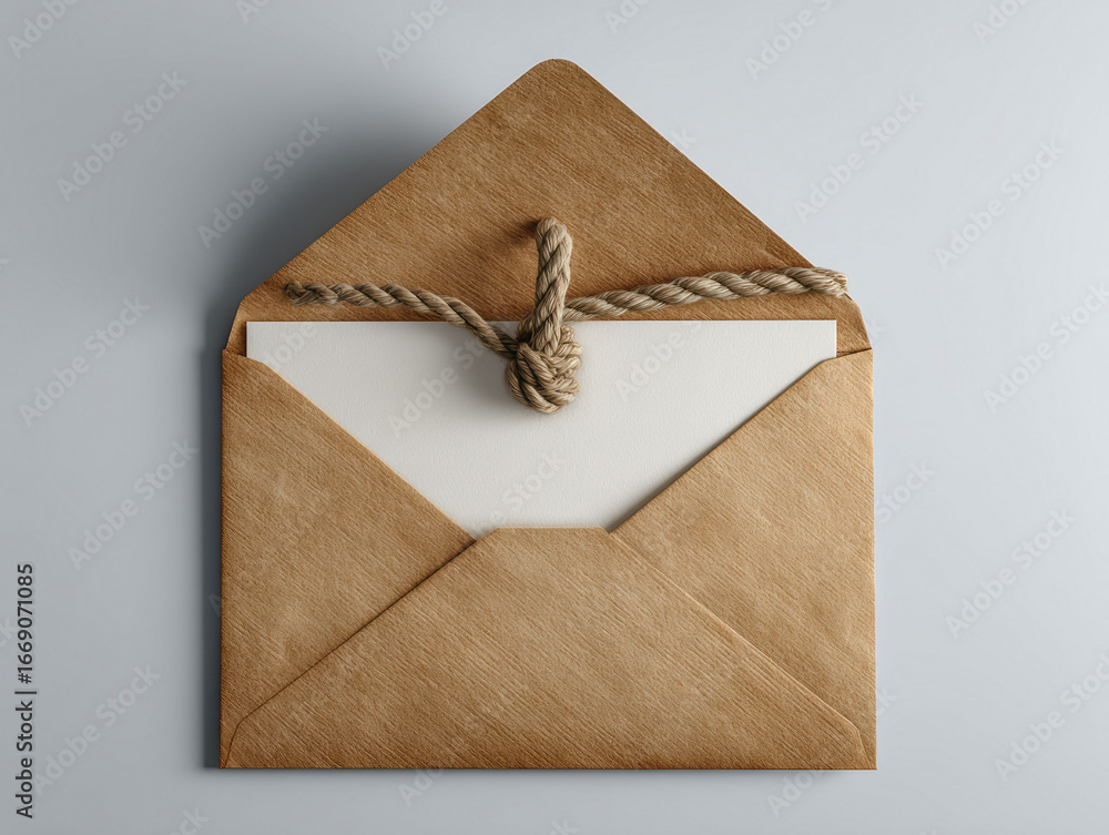Poster a simplistic, 2d image of an email envelope icon with a paper-like texture and warm beigebrown color